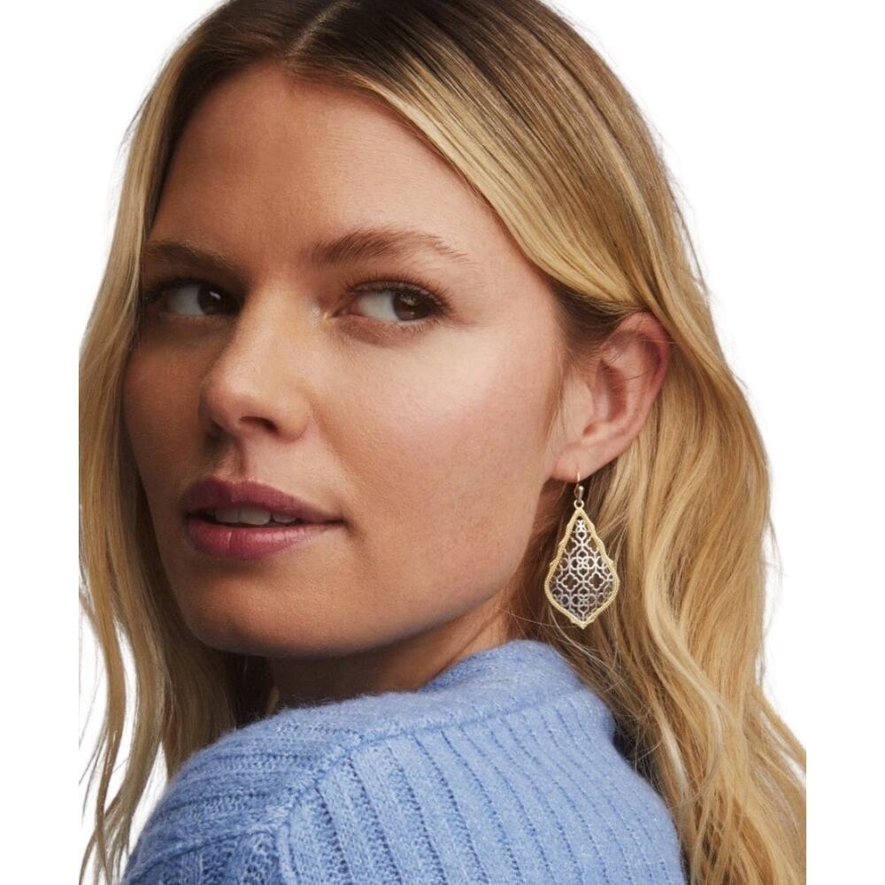 Kendra Scott Addie Silver/Rhodium Drop Earrings‎ Filigree – Mixed Metal w/ Pouch